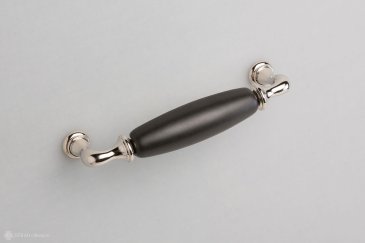 New Deco мебельная ручка-скоба 128 мм никель глянцевый и черная керамика
