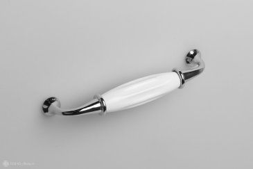 Trinity мебельная ручка-скоба 128 мм хром полированный с белой керамической вставкой