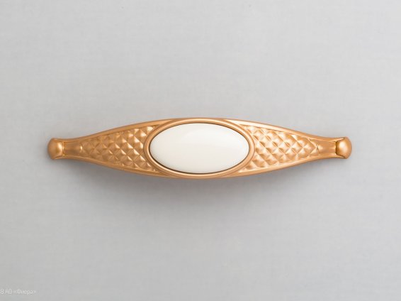 Grace мебельная ручка-скоба 128 мм матовое золото с молочной керамикой