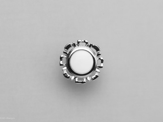 FB033 мебельная ручка-кнопка хром с белой вставкой