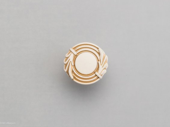 FB055 мебельная ручка-кнопка золото прованс с жемчужно-белой матовой патиной