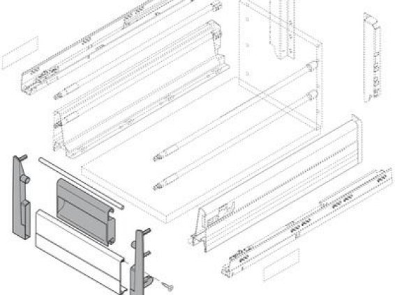 TANDEMBOX, релинг для передней панели 1094мм, серый