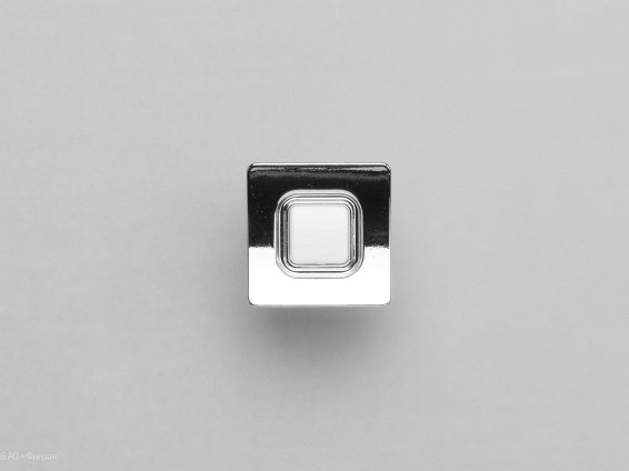 FB039 мебельная ручка-кнопка хром с белой вставкой
