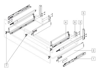 Ящик под мойку TANDEMBOX antaro с TIP-ON BLUMOTION (высота C 192, глубина 500 мм, вес ящика от 10 до 30 кг), крепление под саморезы, черный