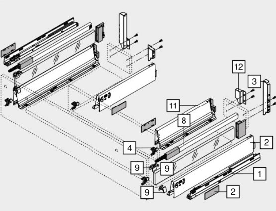 Ящик под мойку TANDEMBOX antaro (192х500), крепление inserta, сер.